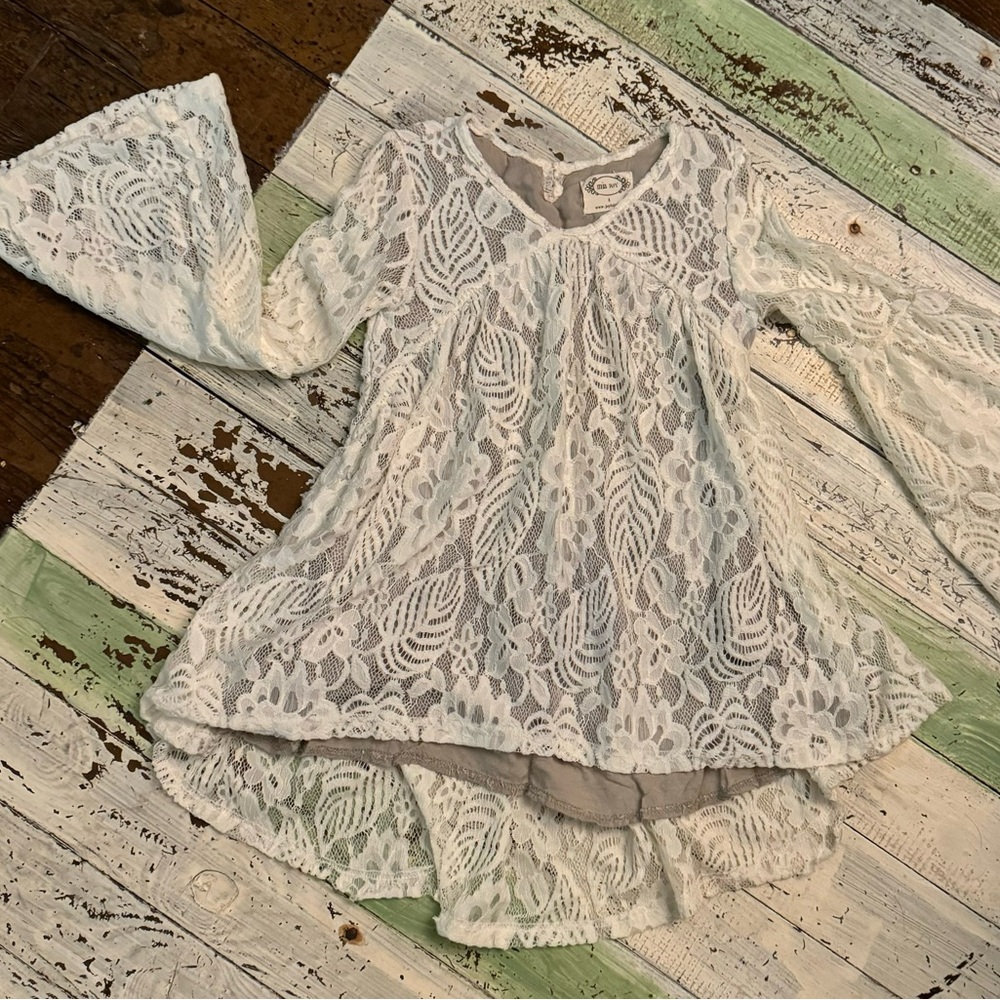 Joyfolie White Lace Blouse Elegant Bell Sleeves